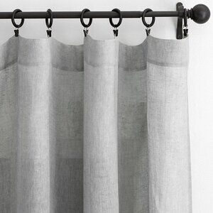 New - Pottery Barn Belgian Linen Sheer Pole Top Curtain Panel 50" x 108"